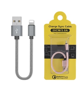 Ally İPhone İOS 3.0A Hızlı Şarj Halat Usb Kablo 20cm-(5775) - SSSSSS6226-7494