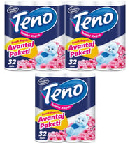 Teno Ultra Tuvalet Kağıdı Çift Katlı 96 Lı Paket Pudra Kokulu (Avantaj Pk Serisi) (3PK*32)