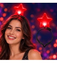 Büyük Mega Yıldız Işıklı LED Parti Tacı Kırmızı Renk
