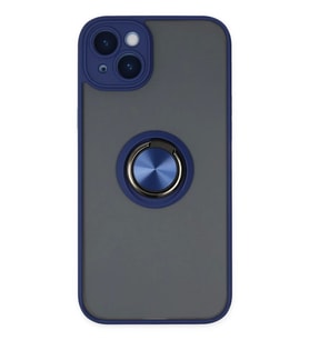 Newface Apple iPhone 14 Kılıf Montreal Yüzüklü Silikon Kapak - Lacivert