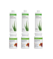Mega Paket. 3 Herbal Aloe Içecek 473 Ml. + 3 Bitkisel Konsantre Çay 50 G. Şeftali.