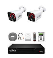 UPTECH 2 Kameralı Güvenlik Kamera Seti 2MP 1080P Full HD 6 Atom LED Gece Görüşlü 250GB HDD 5525