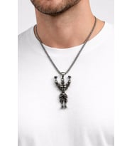 Erkek Vücut Geliştirme Figürlü Metal Kolye Gümüş Renk Zincir 60 cm