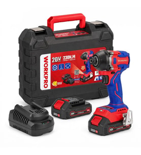 WORKPRO WP390107 20Volt 2.0Ah. Li-ion 230Nm Çift Akü Kömürsüz Profesyonel Şarjlı Darbeli Tornavida