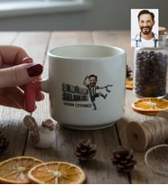 Kişiye Özel Karikatürlü Siyah Beyaz Taraftar T Kupa Doğum Günü Hediyesi