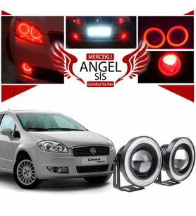 Fiat Linea Uyumlu, Universal Mercekli Led Angel Sis Farı, 76mm Kırmızı Renk