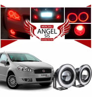 Fiat Linea Uyumlu, Universal Mercekli Led Angel Sis Farı, 76mm Kırmızı Renk