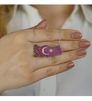 Şanlı Ay Yıldız Tasarımlı Türkiye Haritalı 925 Ayar Gümüş Kadın Kolye