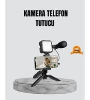 Telefon Video Çekim Kiti LED Aydınlatma Mikrofon Tripodlu Tam Set