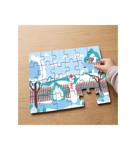 Karlı Kış Manzarası Tasarımlı 24 Parça Ahşap Çocuk Puzzle MPK0105