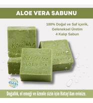 Bitkiselce Saf ve doğal içeriklerle Aloe Vera Sabunu  450 gr (4 Kalıp)