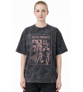Arctic Monkeys Müzik Grubu Baskılı Unisex Oversize Eskitme Yıkamalı Tişört