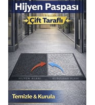 Beylini Çift Taraflı Dezenfektan Hijyen Paspası Kapı Ev Ofis Giriş Kıvırcık Paspas Kurulama Kaydırmaz 40 x 80 CM