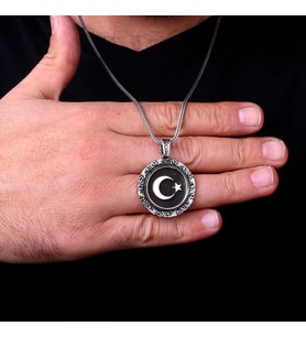 925 AYAR GÜMÜŞ AYYILDIZ MODEL KOLYE (Gri)