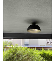 mtlights  retro rustik tavan avize plofonyer 40cm metal avize  salon oturma odso genc odası avize (Siyah)
