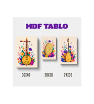 Müzik Aletleri TEMBUR DEF SAZ Motifli Tasarımlı Duvar Dekoratif Mdf Ahşap Retro Poster Tablo SETİ