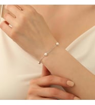 925 Ayar Gümüş White Tatlısu İncisi Bileklik-6mm