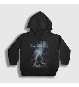 Presmono Unisex Çocuk Siyah Poster The Hunter Bloodborne Kapüşonlu Sweatshirt 551030tt