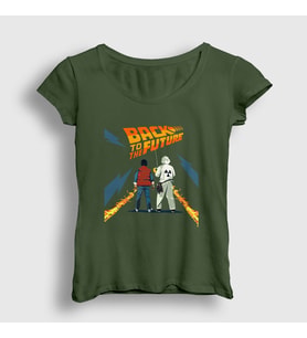 Presmono Kadın Haki Film Geleceğe Dönüş Back To The Future T-Shirt 243201tt