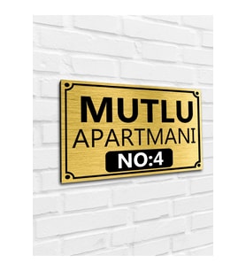 Apartman-site Kapı Isimliği Kapı Tabelası Gold 20x29 Cm