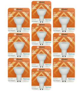 (10 Adet) Osaka 7W (50W) Beyaz Işık (6500K) GU10 Duylu Led Spot Ampul