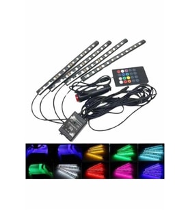 Araç İçi Ayak Altı 12'li Şerit Led Işık Uzaktan Kumandalı RGB Işıklı Ses ve Müziğe Duyarlı