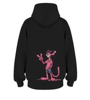 Oversize 'Pink Panther' Baskılı Kapşonlu Hoodie Sweatshirt (Siyah)
