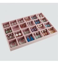 Varşova Model Süet Kumaş Pembe Renk 34 Cm / 24 Cm 24 Bölmeli Takı Standı
