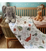 Salvia Dione Çok Amaçlı Müslin Bebek Örtüsü - 60x95 3 Katlı%100 Pamuk Müslin Bebek Battaniyesi - Unisex Hem Kız Hem Erkek Bebek İçin Hediye Alt Açma, Dinazor ve Hayvan Desenli Yenidoğan Kundak - Yenidoğan Hediyesi (Çok Renkli-Multı)
