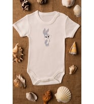 Unisex Bebek Bugs Bunny Organik Baskılı %100 Pamuklu zıbın