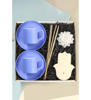 Renkli Kahve Fincanı & El Yapımı Modern Tütsülük & Dekoratif Mum Hediye Seti