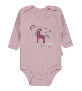 Civil Baby Unicorn Baskılı 0-3 Yaş Çıtçıtlı Badi - Pembe
