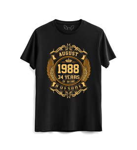 Vintage Gold Awesome Series August 1988 Siyah Tshirt