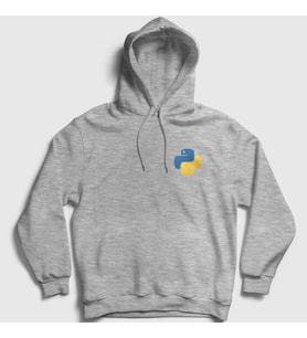 Presmono Unisex Gri Logo Python Developer Yazılımcı Kapüşonlu Sweatshirt 336462tt (Gri)