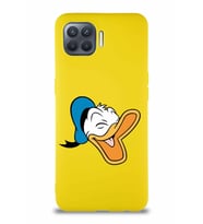 Oppo Reno 4 Lite Soft Premier Kapak Donald Duck-E Tasarımlı Silikon Kılıf - Sarı (Şeffaf)