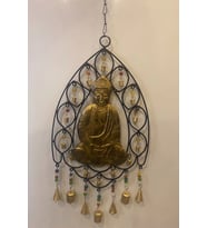 Deprem Zili Çanı Rüzgar Çanı Zili Feng Shui Budha Komple Metal Çanlı Bakır Büyük Boy Buda (Gold)