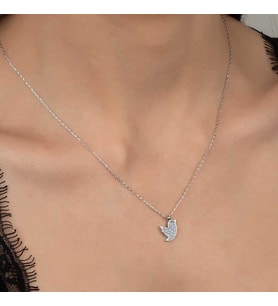 Swarovski Taşlı Gümüş Kuş Bayan Kolye