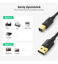 Ugreen USB 2.0 USB B Yazıcı Tarayıcı Kablosu 1.5 Metre