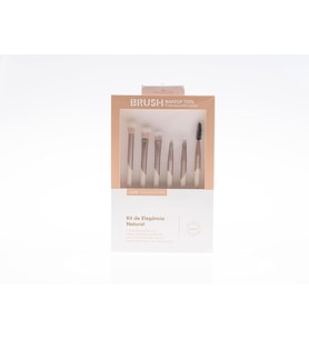 BRUSH Luxe Collection 6 Parça Profesyonel Makyaj Fırça Seti, Ultra Yumuşak Doğal Kıllı Sentetik, Allık, Far, Kapatıcı, Eyeliner ve Kaş Şekillendirici, Krem