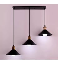 MYLİGHTS ÜÇLÜ METAL RETRO RUSTİK MASA ÜSTÜ SIRALI AVİZE SARKIT AVİZE (Siyah)