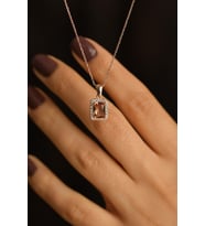 Zultanit Taşlı Rose Tektaş Baget Gümüş Kolye N10169