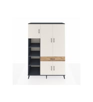 Hyperion Dolap 8 Raflı Tek Çekmeceli 5 Kapaklı 132x44x195 Antrasit-Aytaşı/Çam