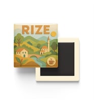 Rize - Memleket Temalı - Paper Cut Art - Baskılı Buzdolap Magneti Kare - 9x9 cm