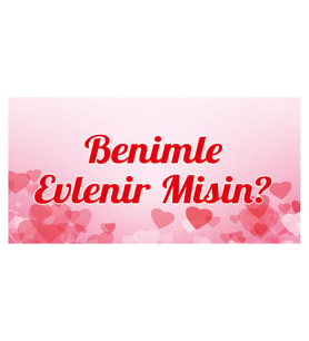 Kalpli Evlilik Teklifi Afişi Pankartı Benimle Evlenir Misin