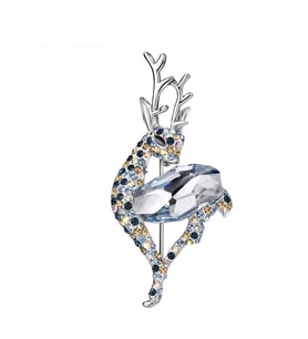 Monemel Swarovski Taşlı Geyik Yaka İğnesi (Altın Kaplama) Yeni Yil Hediyesi