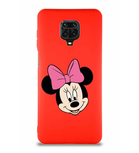 Xiaomi Redmi Note 9S Soft Premier Kapak Minnie Mouse-C Tasarımlı Silikon Kılıf - Kırmızı (Şeffaf)