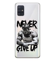 Samsung Galaxy A71 Uyumlu Arnold Fitness Never Give Up Desenli Şeffaf Telefon Kılıfı