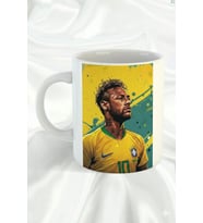 "Neymar Jr.  Tasarımlı Hediyelik Porselen Kupa Bardak (Beyaz)