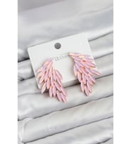 Pembe Renk Kristal Taşlı Kanat Küpe TJ-BKP11911