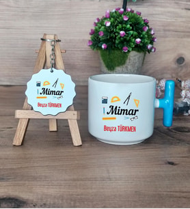 Mimar Hediye Seti Kupa Bardak T Kulplu ve Anahtarlık Mimarlar Günü Hediyesi (Model 3)